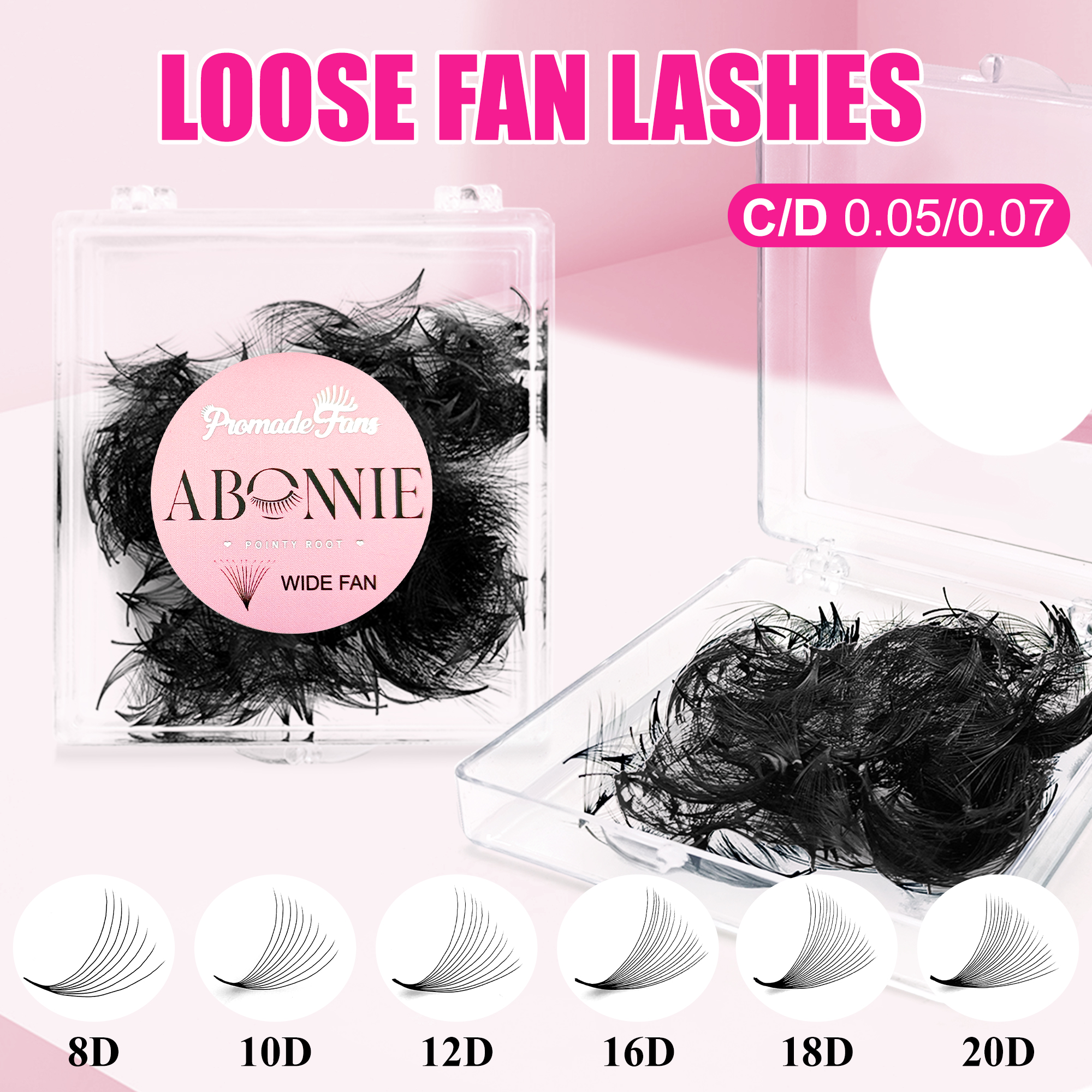 Eyelash Extension Mega Volume - Abonnie 14d Premade Fan Pointy Base