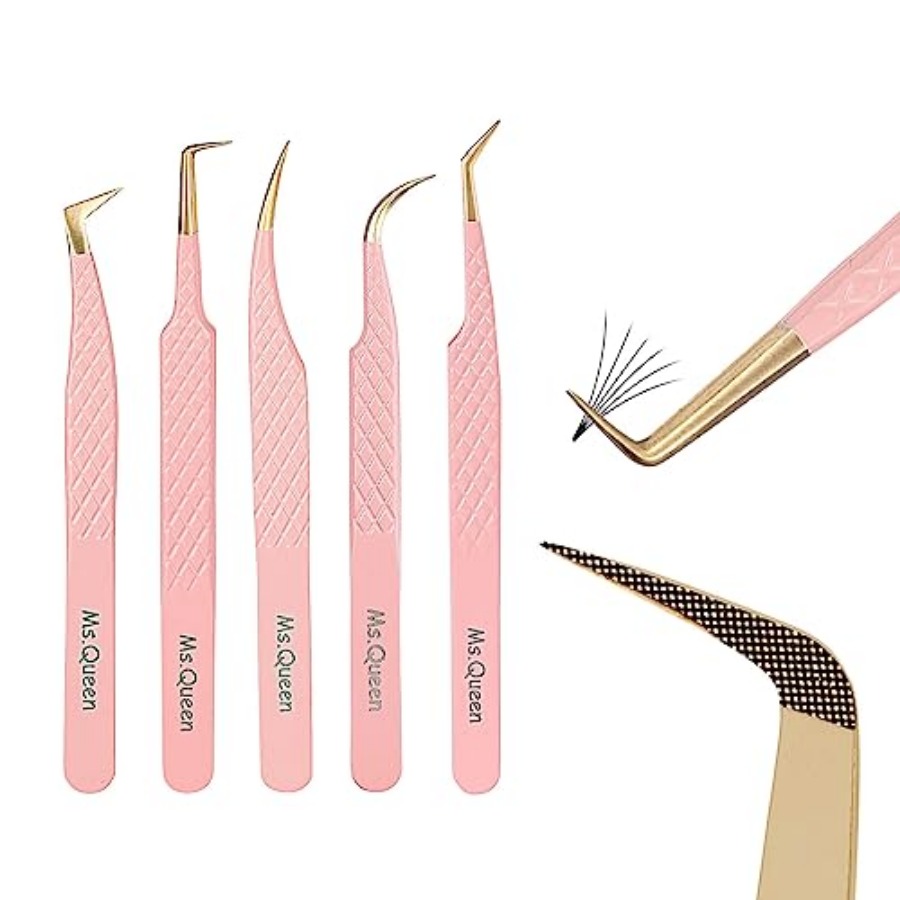 Eyelash Extension Mega Volume - Eyelash Extension Tweezers Set, Fiber Tip