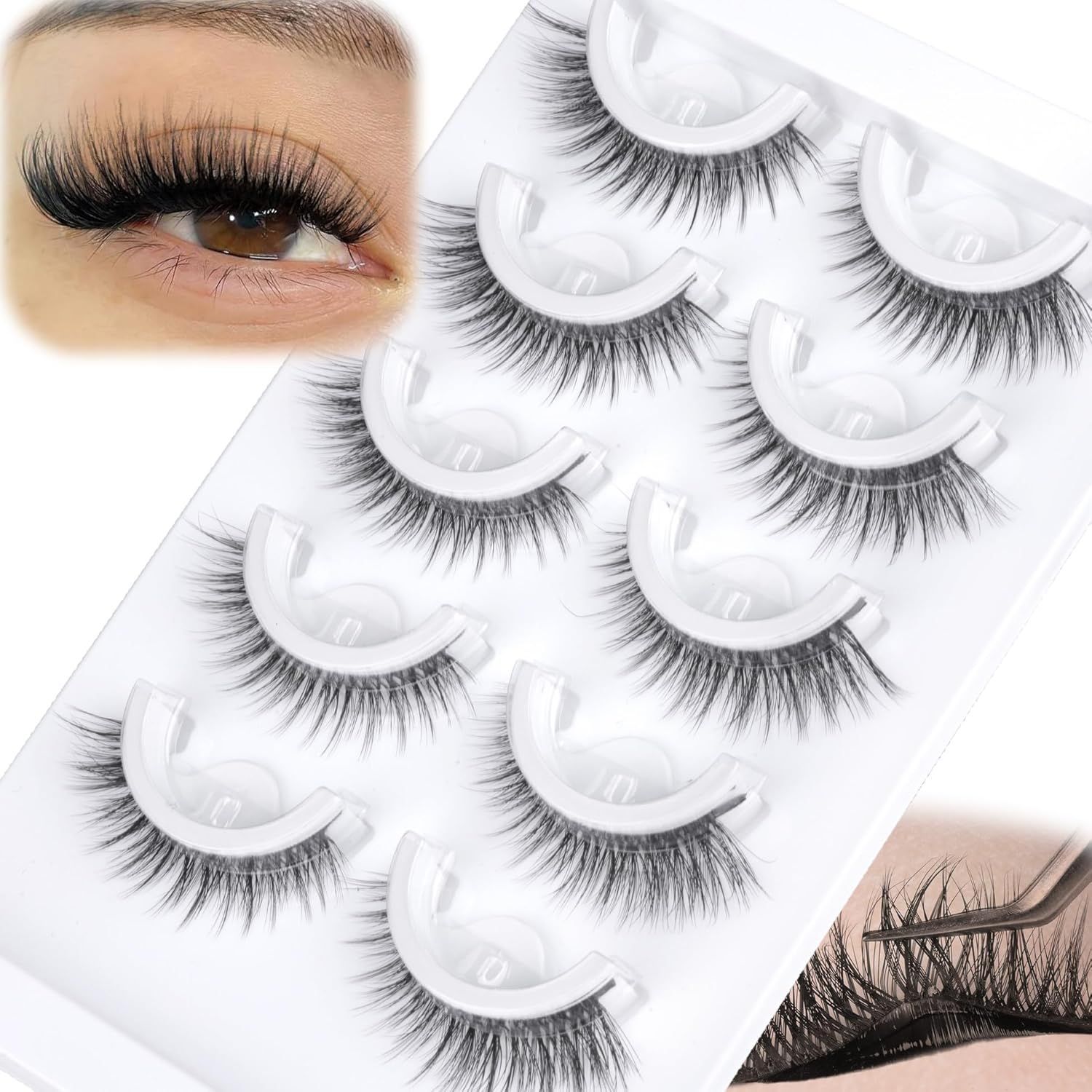 5 Pairs Pre glued half lashes  - مراجعة Eyelash Extension Japanese وسعره