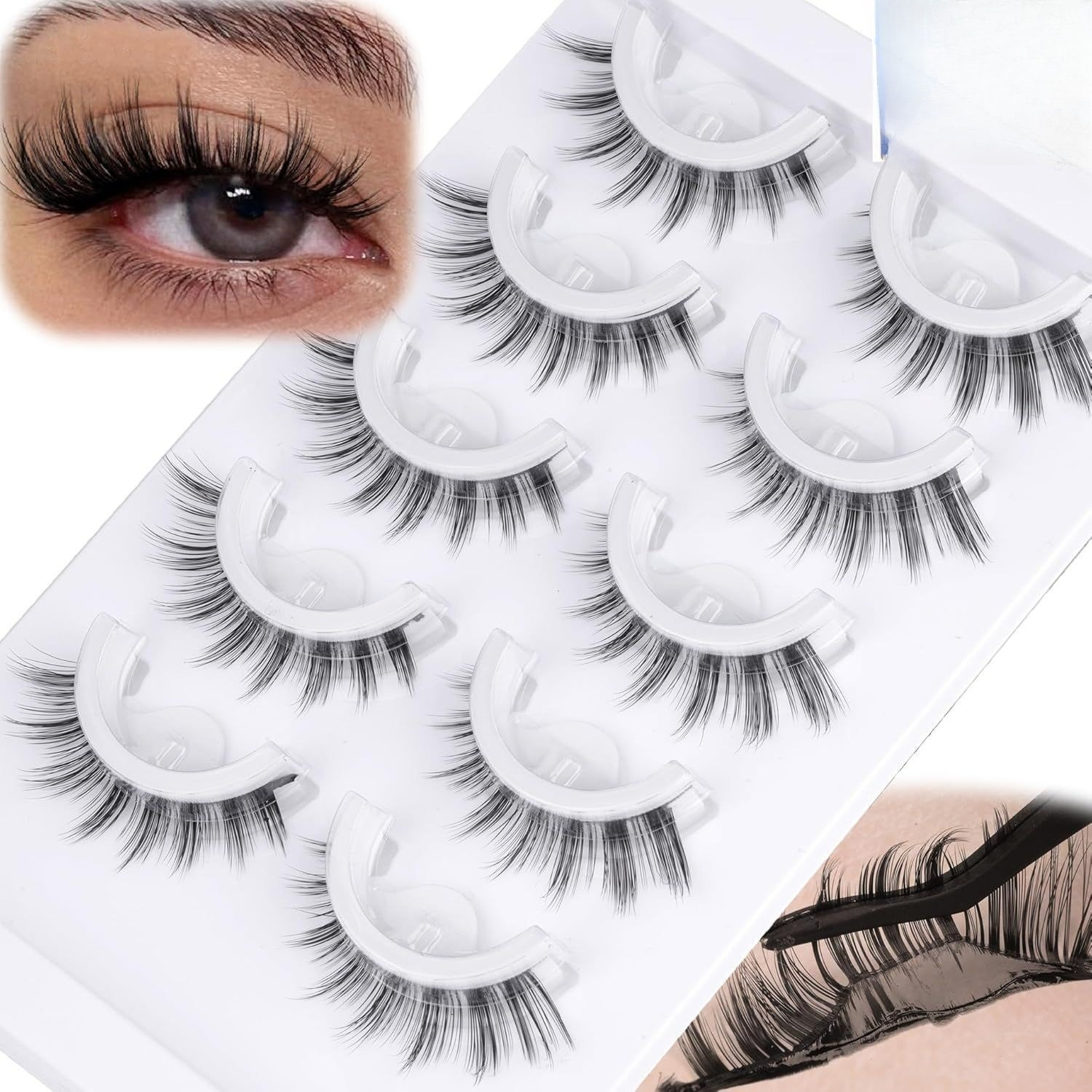5 Pairs Pre glued half lashes  - مراجعة Eyelash Extension Japanese وسعره