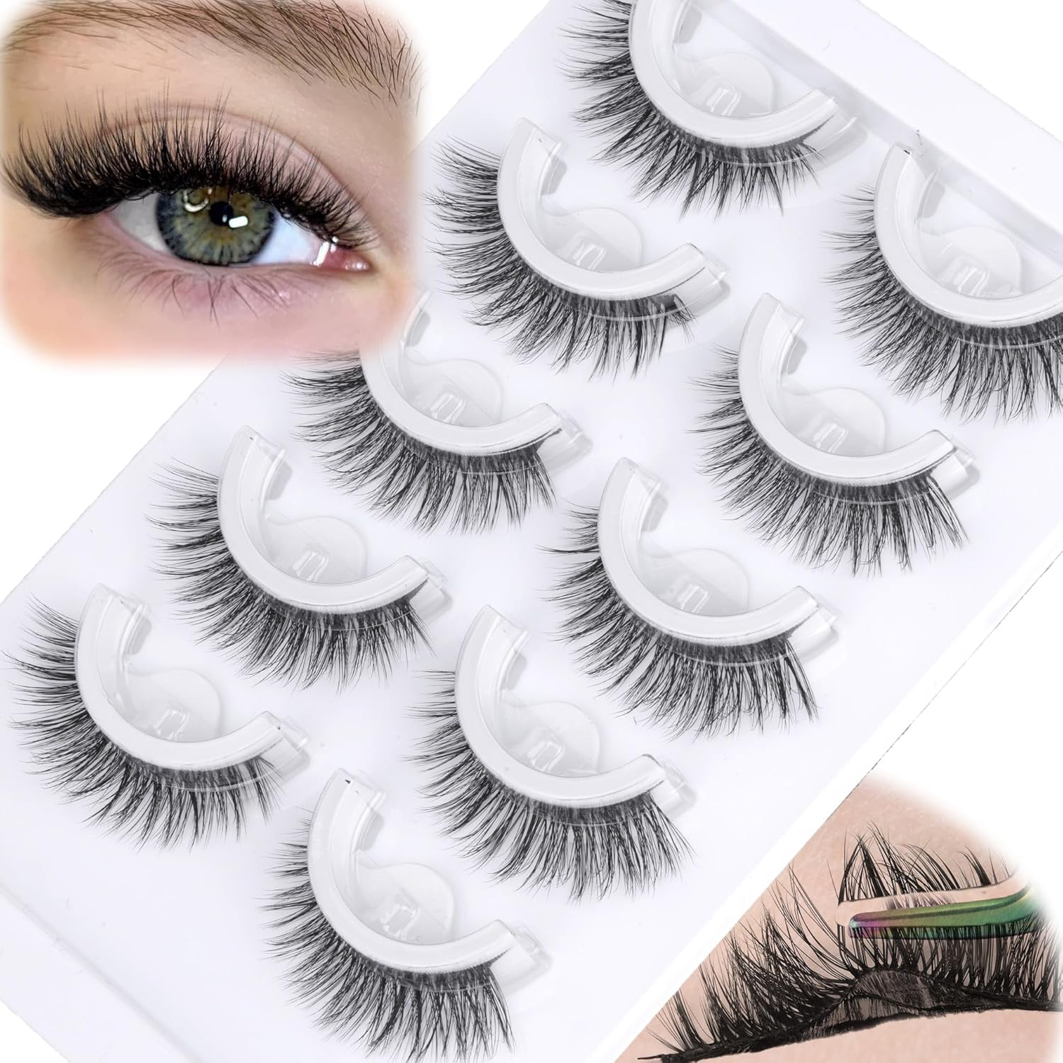 5 Pairs Pre glued half lashes  - مراجعة Eyelash Extension Japanese وسعره