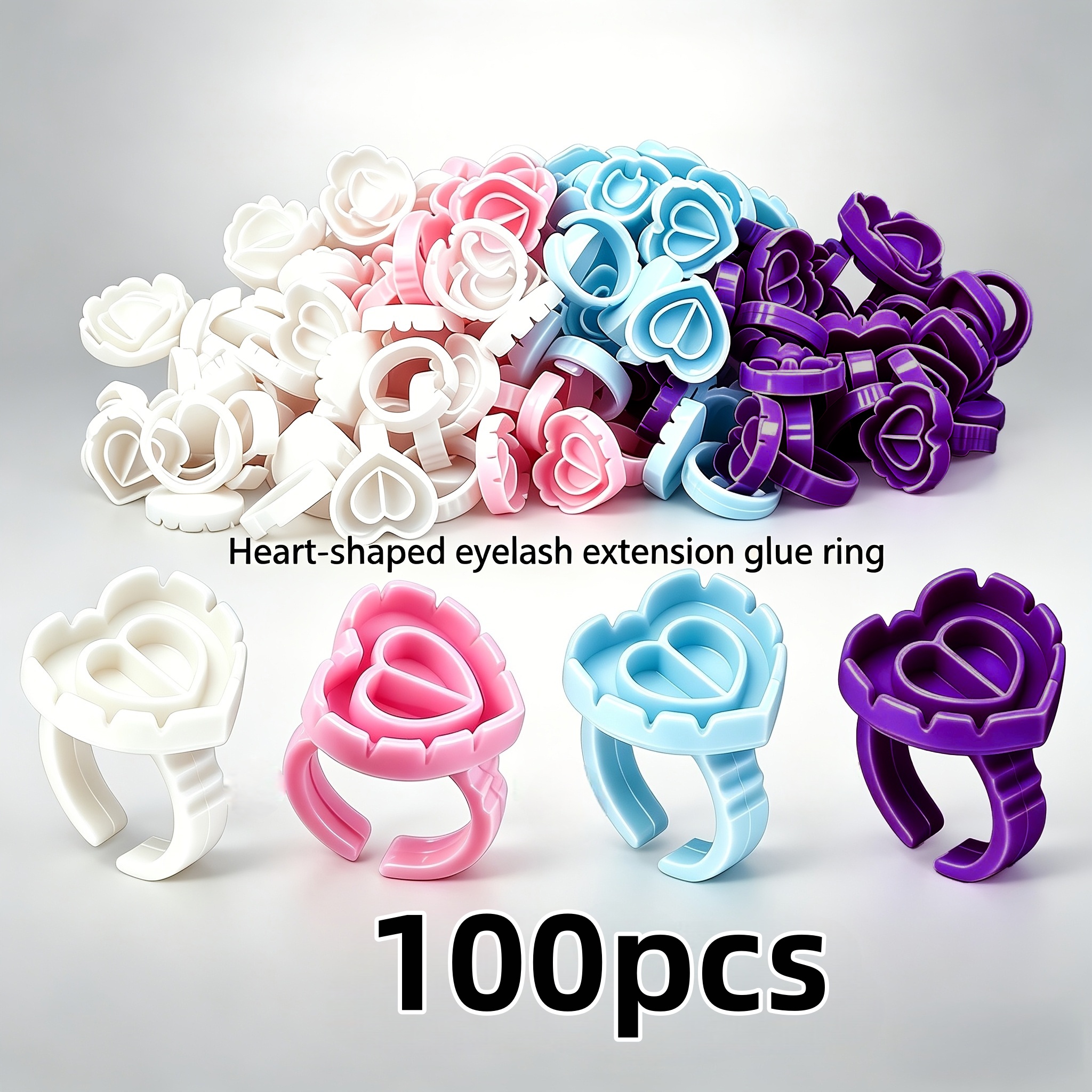 100PCSHeart Eyelash Glue Rings - مراجعة Eyelash Extension Examples وسعره