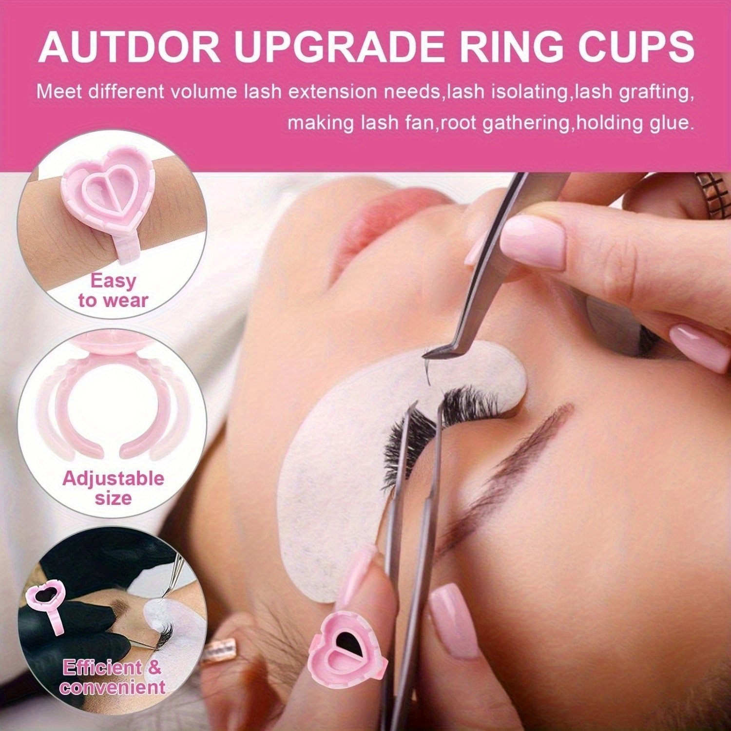 100PCSHeart Eyelash Glue Rings - مراجعة Eyelash Extension Examples وسعره