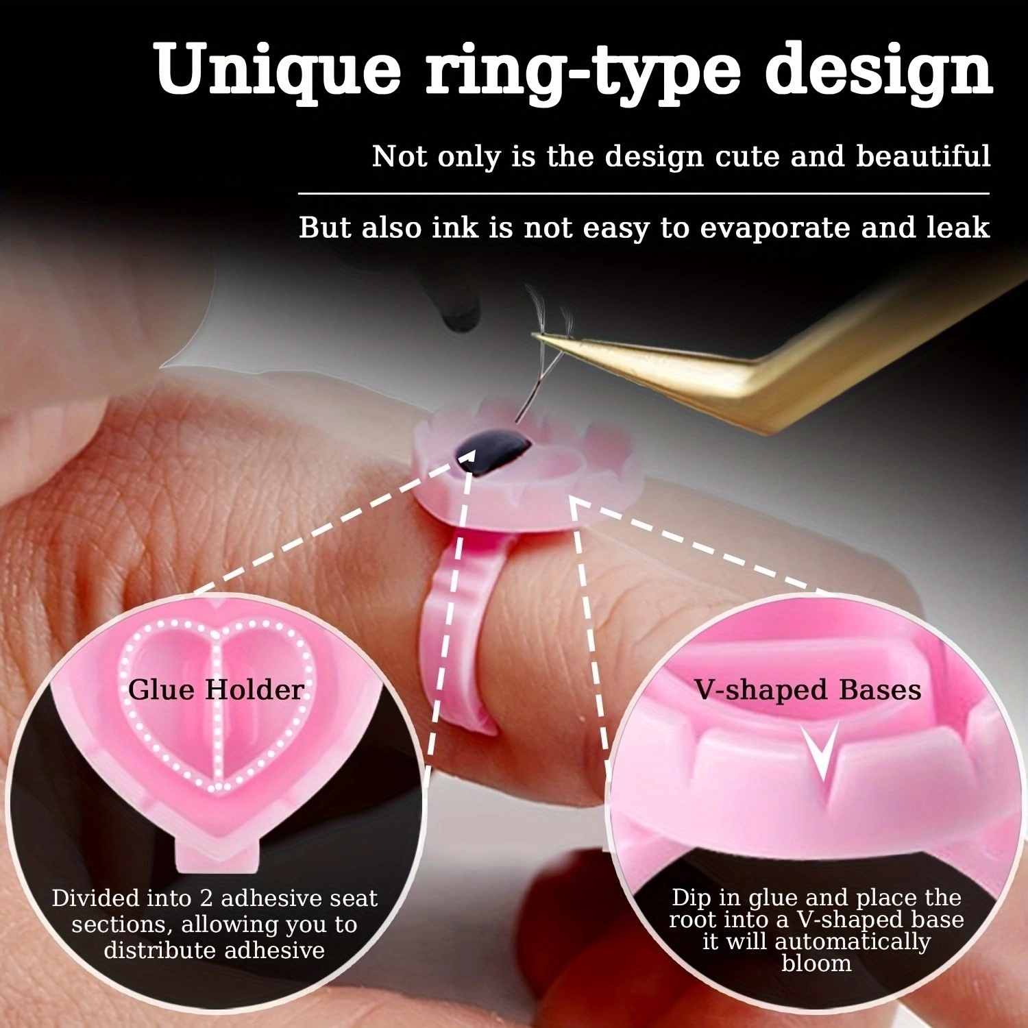 100PCSHeart Eyelash Glue Rings - مراجعة Eyelash Extension Examples وسعره